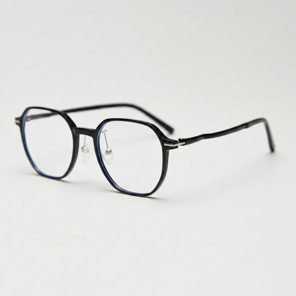 Nina Clear Lens Glasses - Black Square TR90 Frame - Side View Nina Clear Lens Glasses - Black Square TR90 Frame - Side View